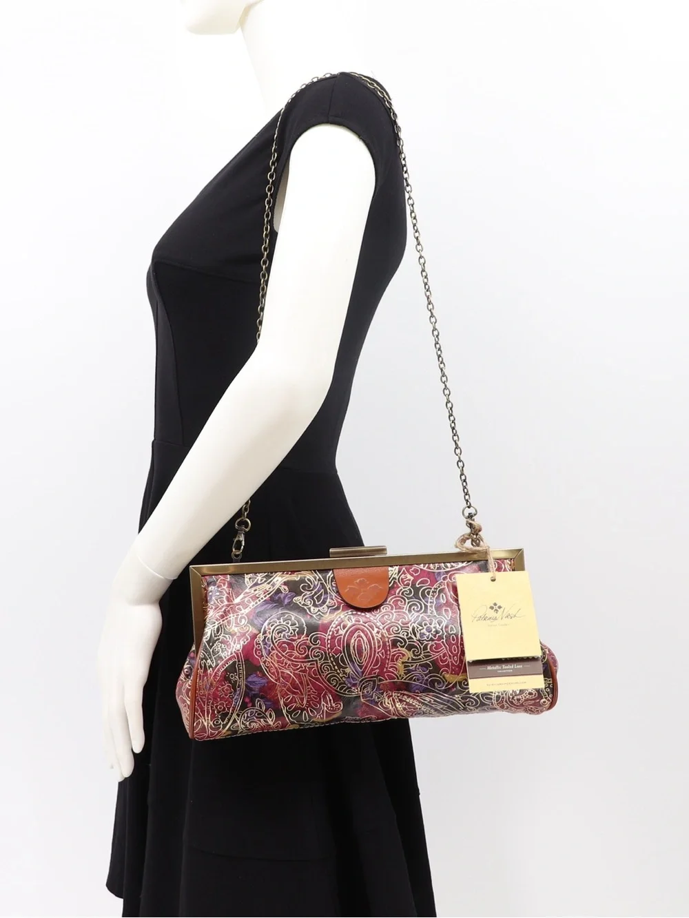 New Patricia Nash Athena Leather Convertible Shoulder Bag Clutch Paisley